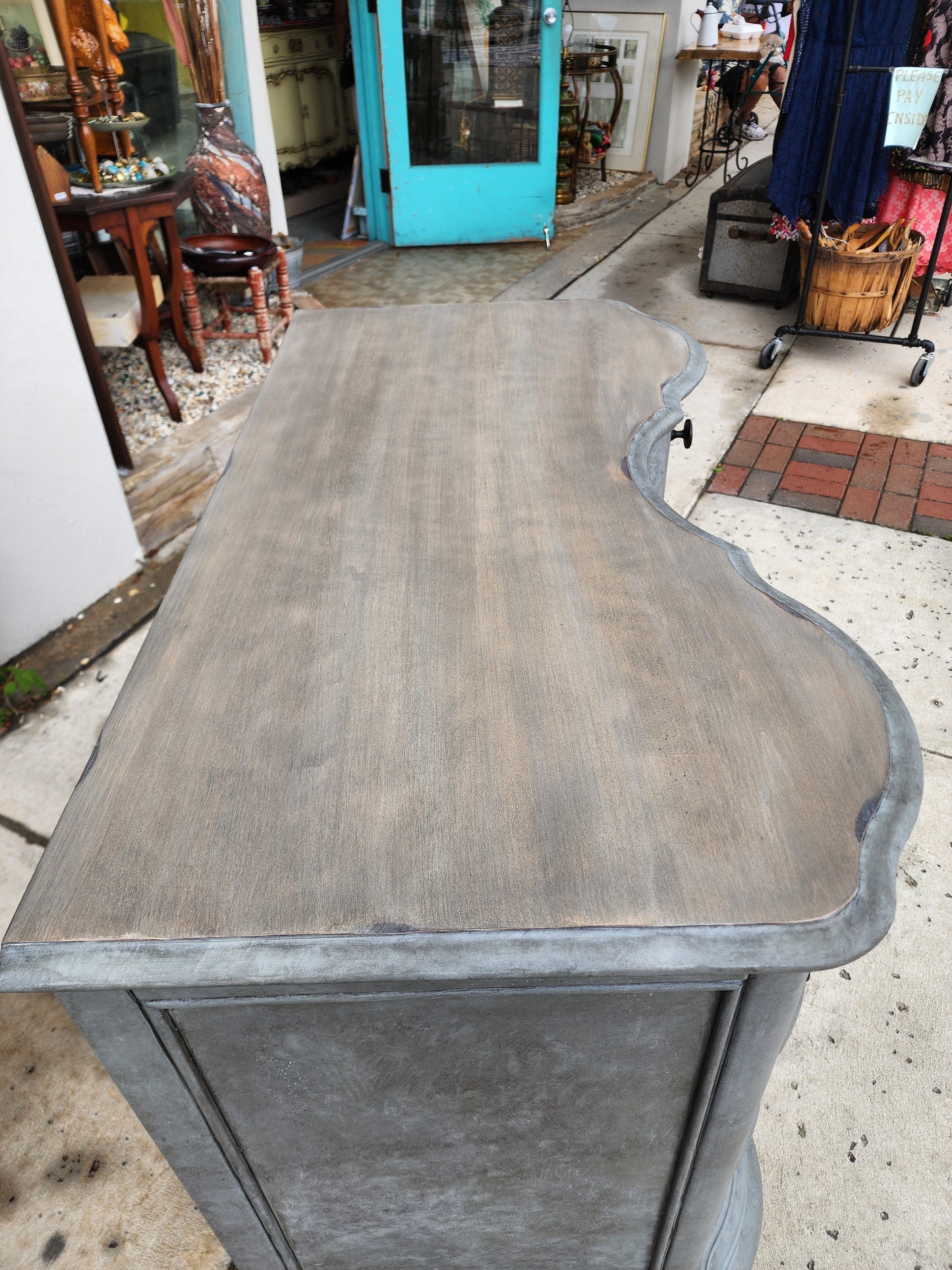 SOLD**SOLD**Refinished Dresser w/Curved Front