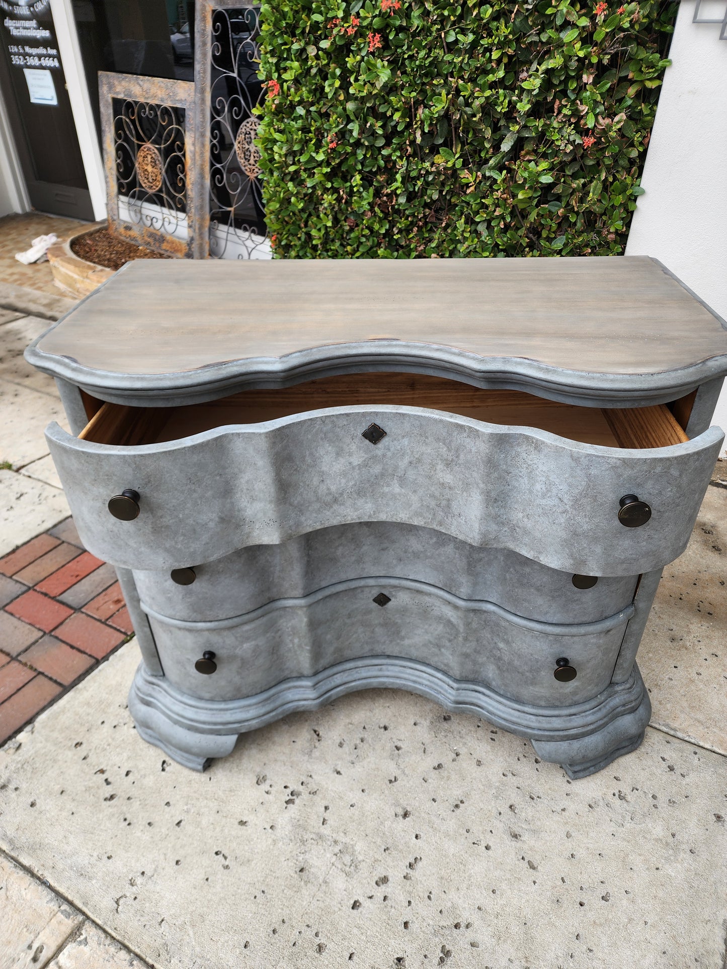 SOLD**SOLD**Refinished Dresser w/Curved Front
