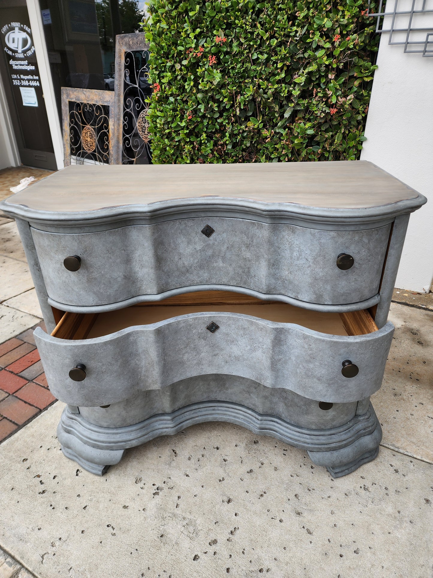 SOLD**SOLD**Refinished Dresser w/Curved Front