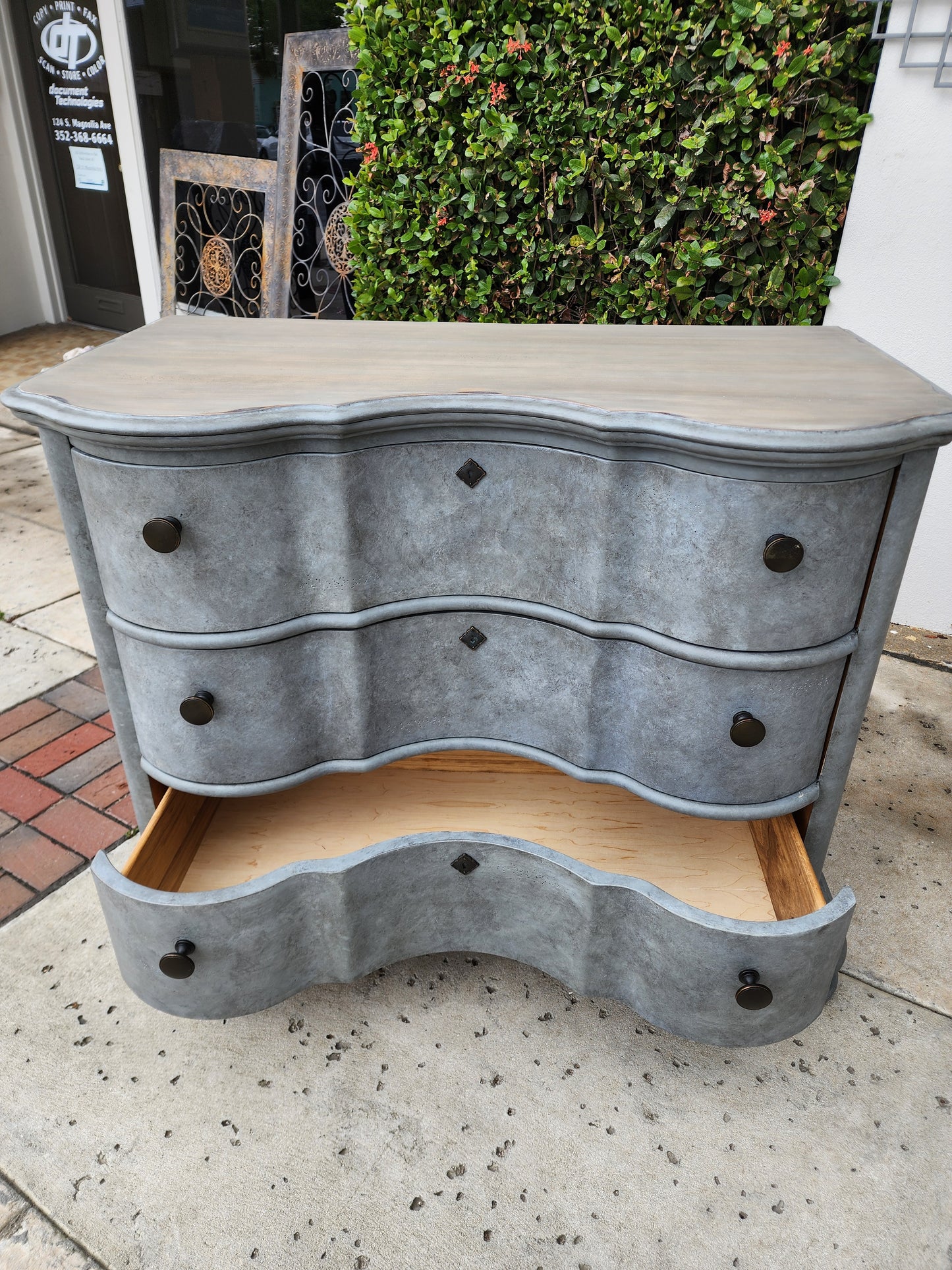 SOLD**SOLD**Refinished Dresser w/Curved Front