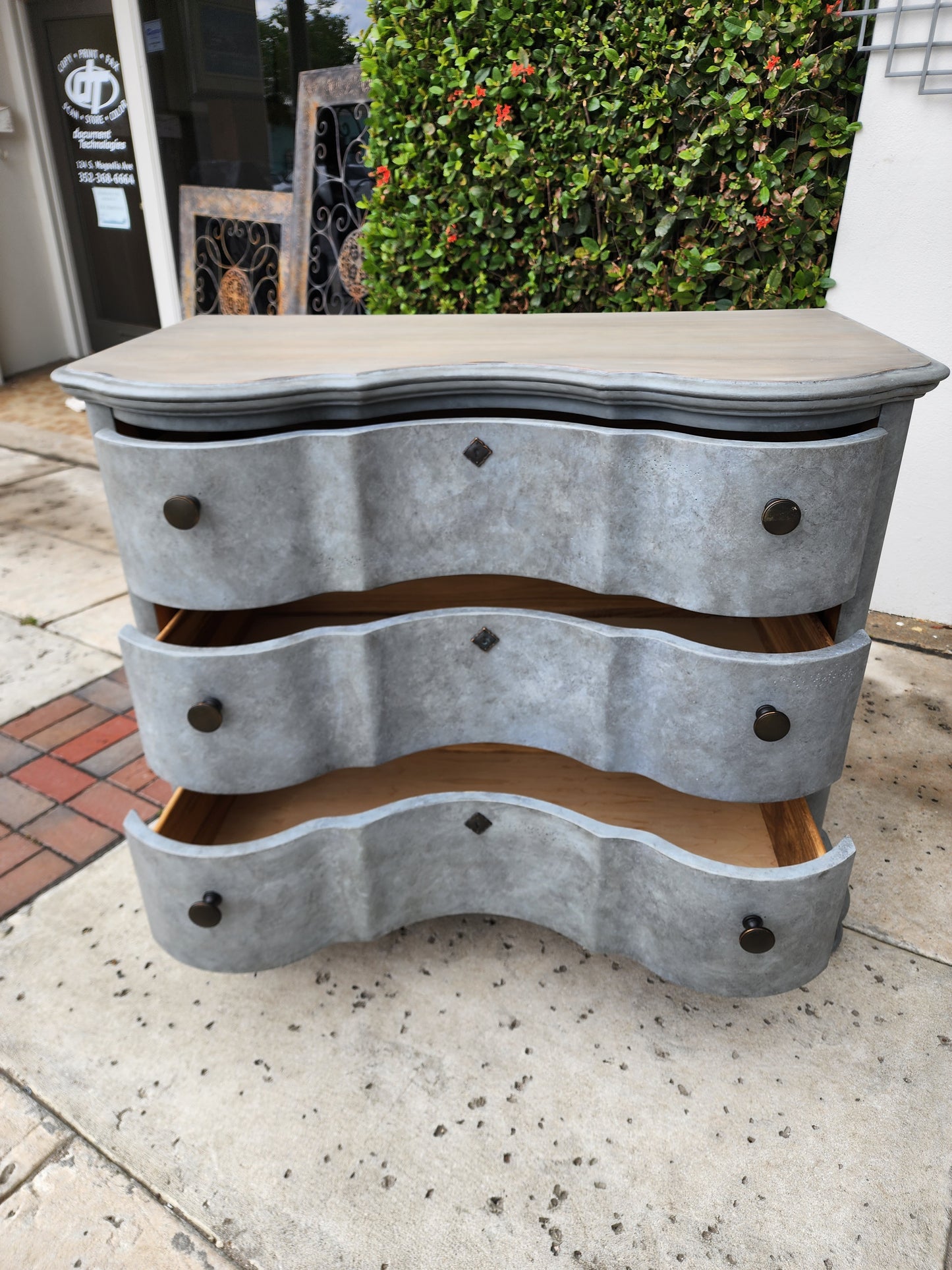 SOLD**SOLD**Refinished Dresser w/Curved Front