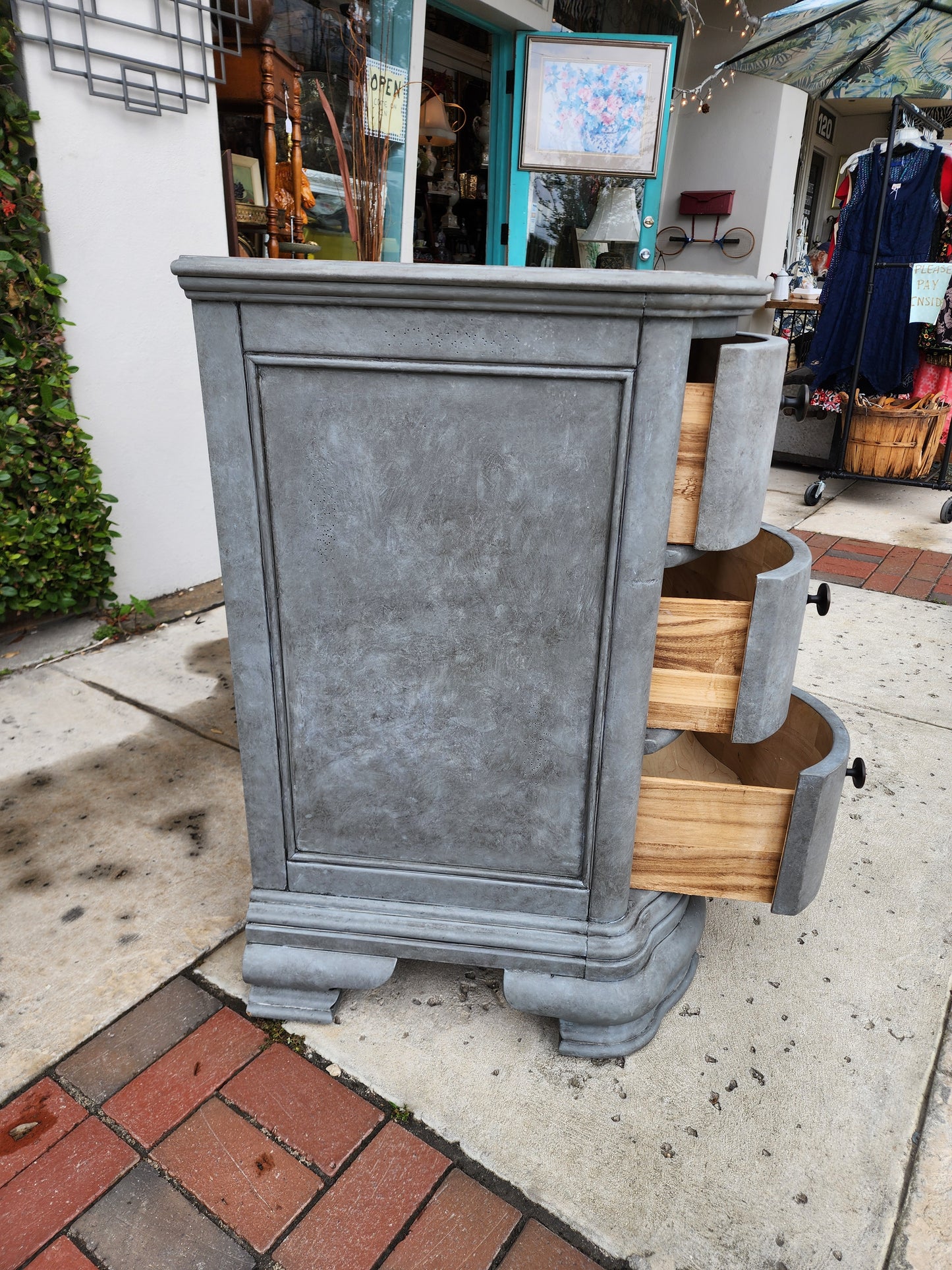 SOLD**SOLD**Refinished Dresser w/Curved Front