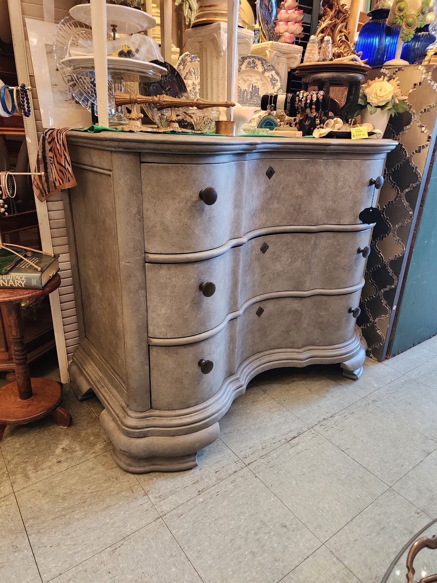 SOLD**SOLD**Refinished Dresser w/Curved Front