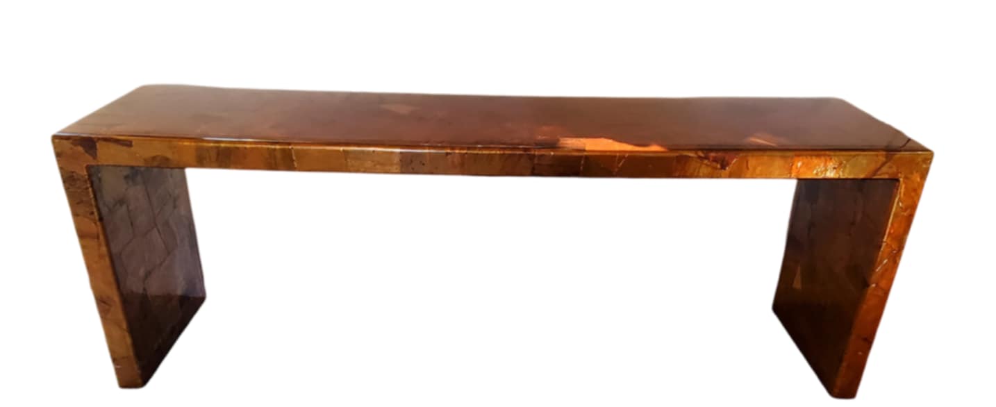 Sofa Console Table/MCM Brass and Copper Brutalist Style Console Table