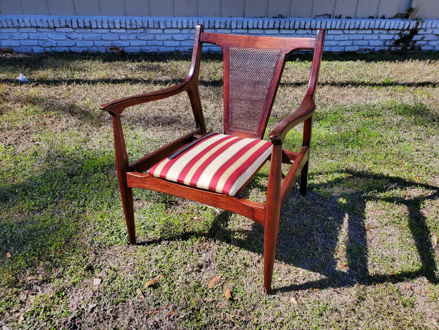 Jack Cartwright Style Lounge Chair / Cane Accented Mid-Century Modern Lounge Chair