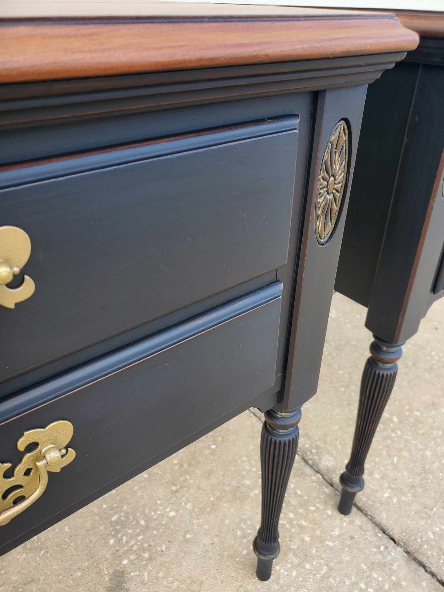 SOLD**SOLD**Ethan Allen Vintage Nightstands/ Ethan Allen Vintage End Tables/ Vintage Two Drawer Tables/ Pair of Refinished Tables