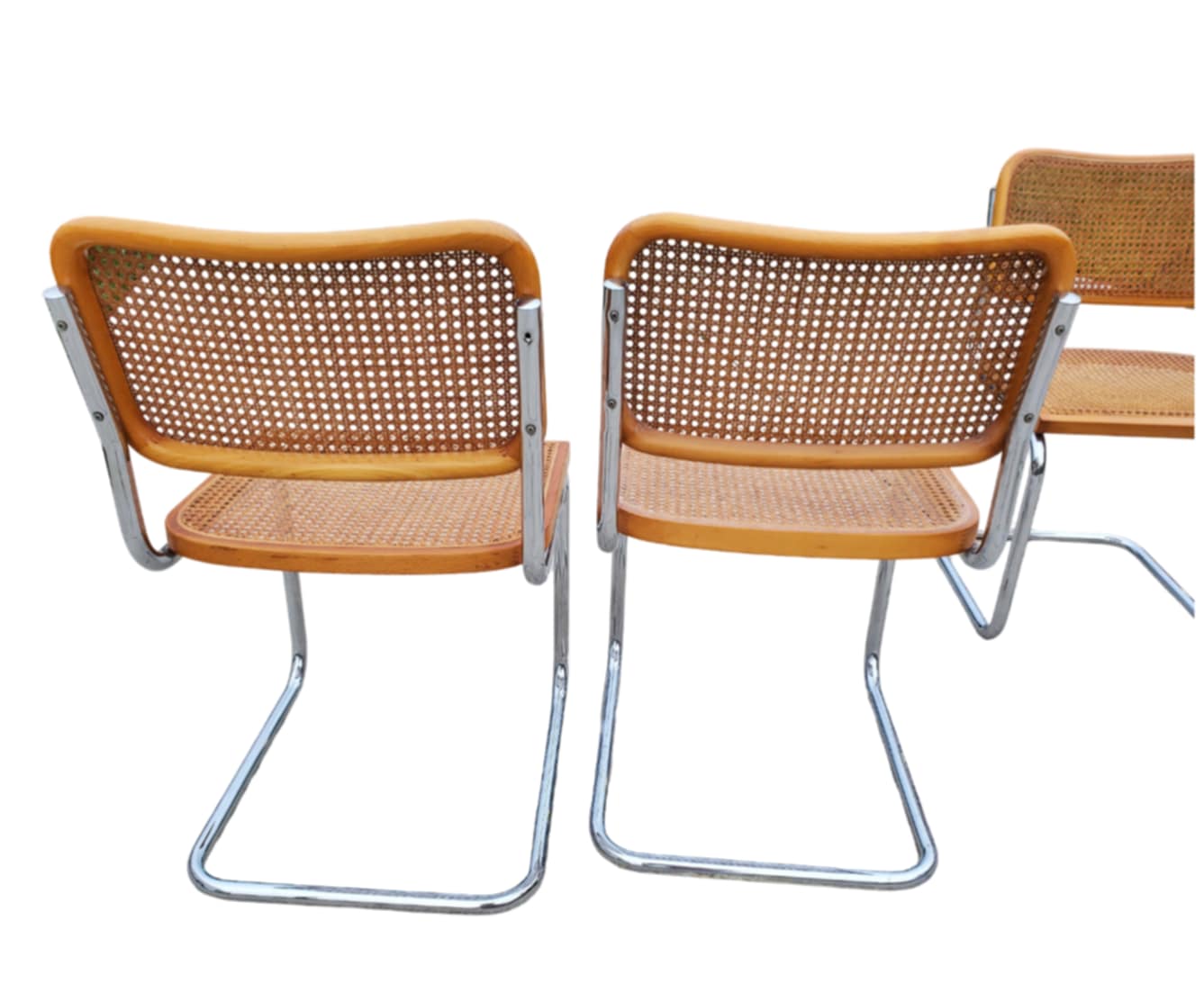 Italian MCM Marcel Breuer 'Cesca' Dining Chairs/ Italian Cantilevered Chrome And Cane Chairs/Set of 6
