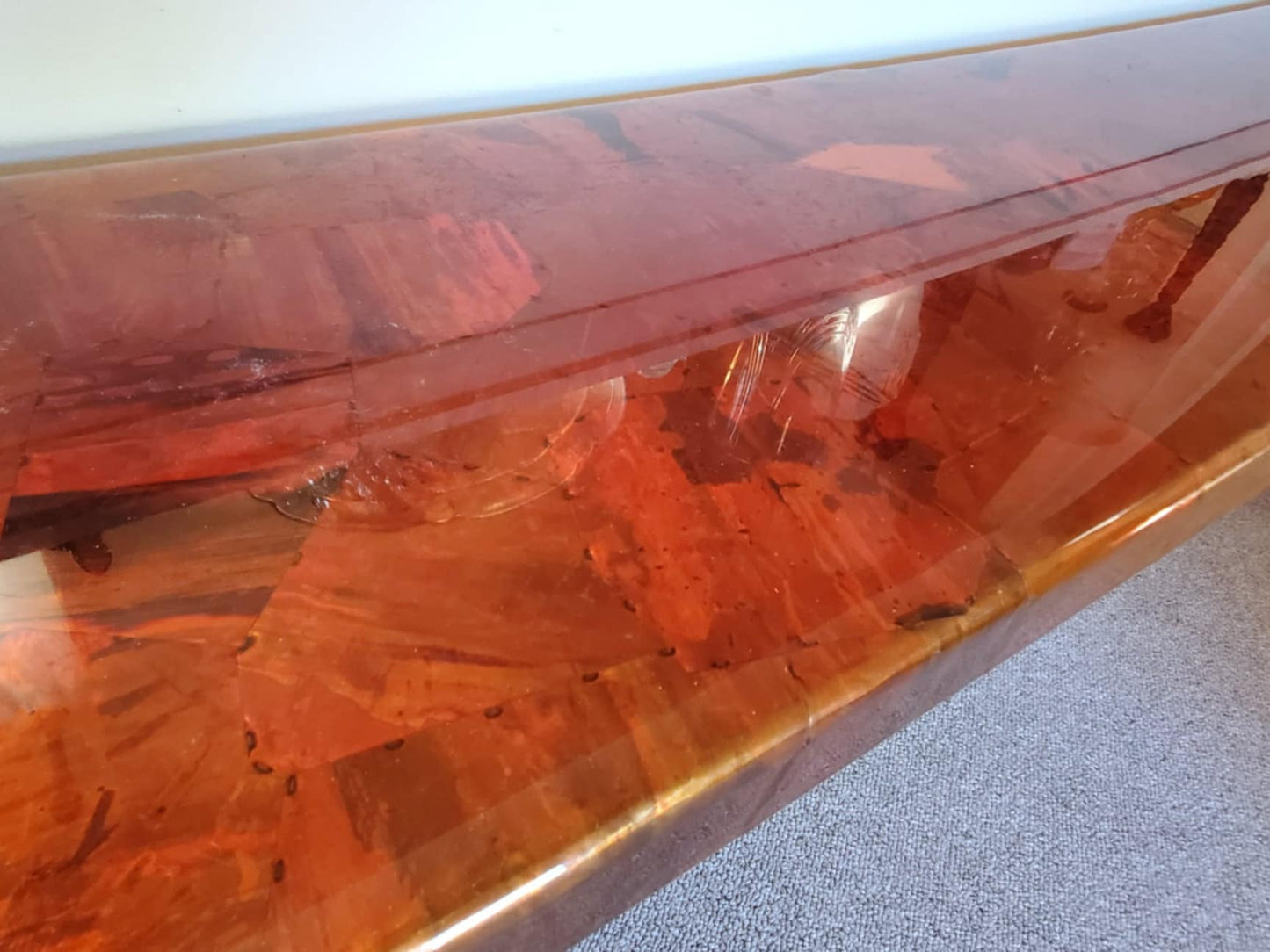 Sofa Console Table/MCM Brass and Copper Brutalist Style Console Table