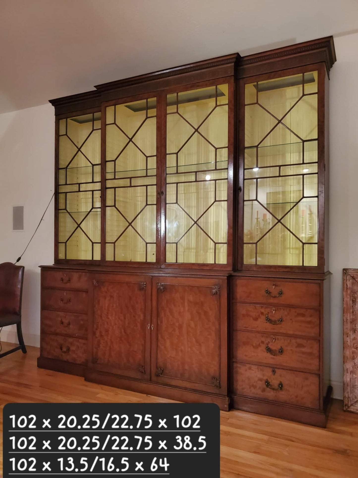 SOLD**SOLD**Antique Oversized Hutch/ Large China Cabinet Display/ Large Glass Top Hutch