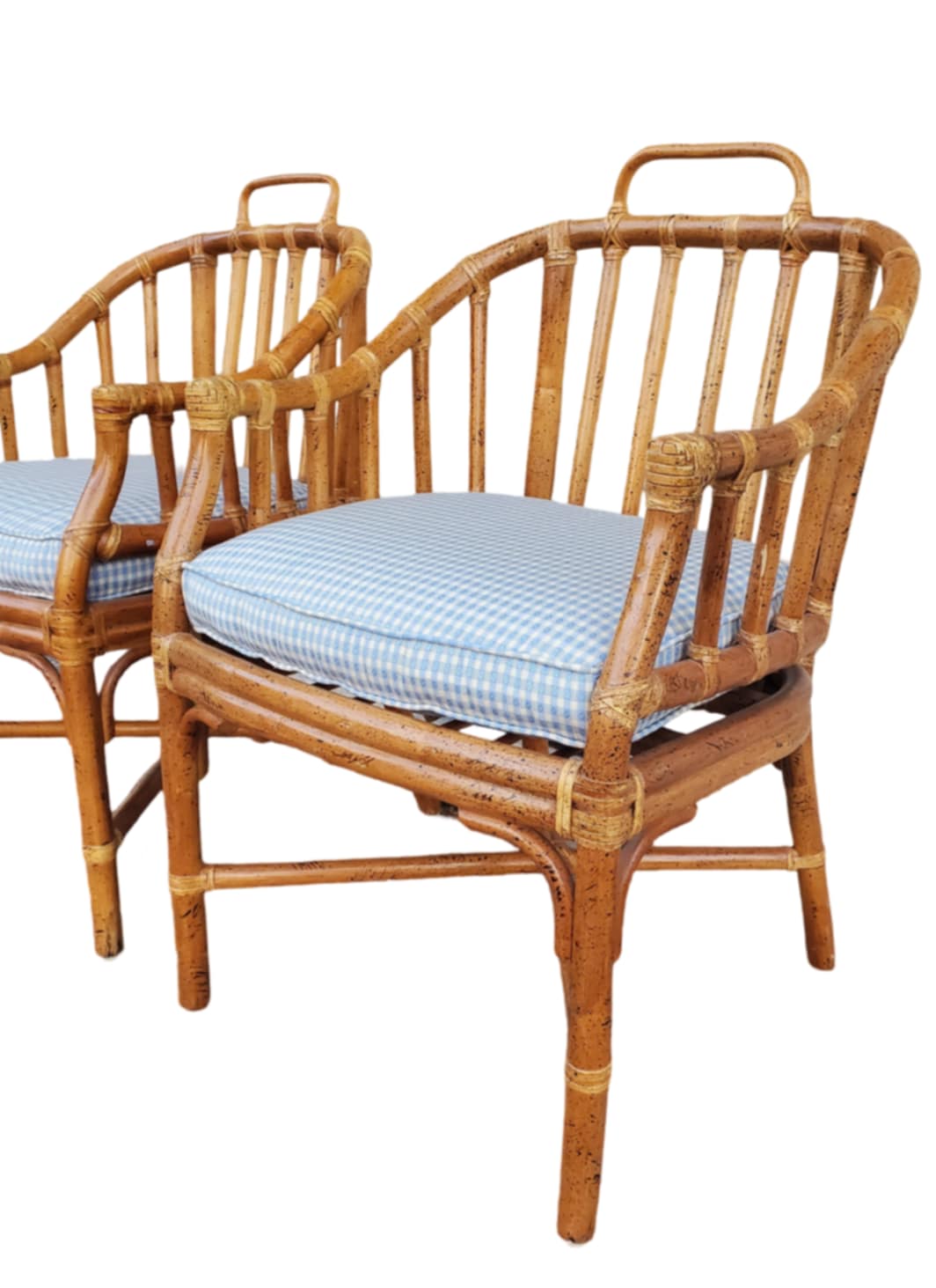 Pair of Rattan Mid-Century Chairs/ Maguire Style Chairs