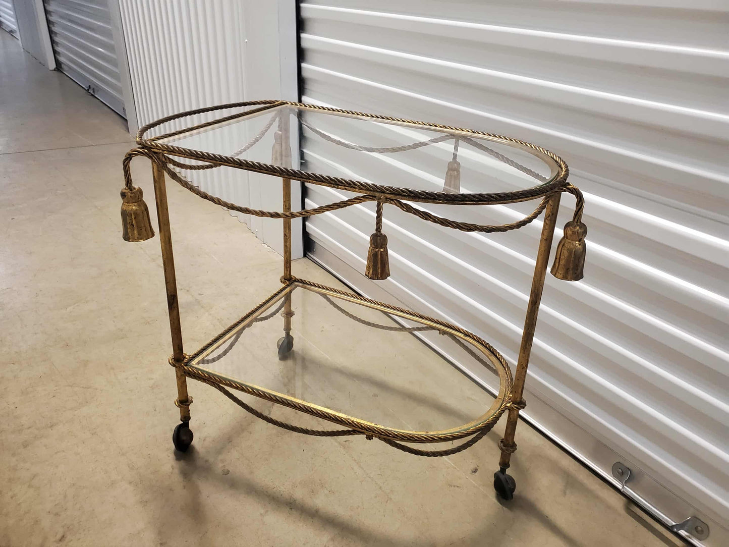 Hollywood Regency Italian Rope & Tassel Tea Cart
