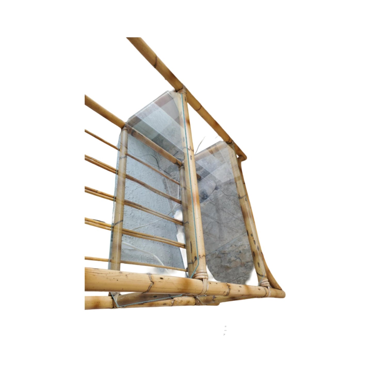 Vintage Bamboo and Glass Shelf/ Vintage Bamboo Etagere