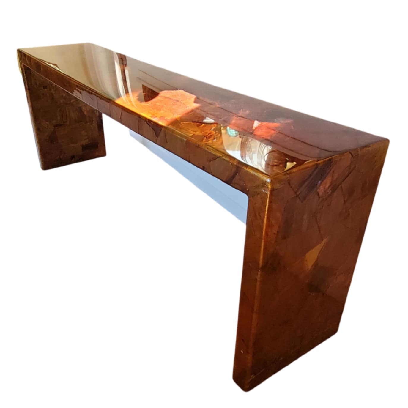 Sofa Console Table/MCM Brass and Copper Brutalist Style Console Table