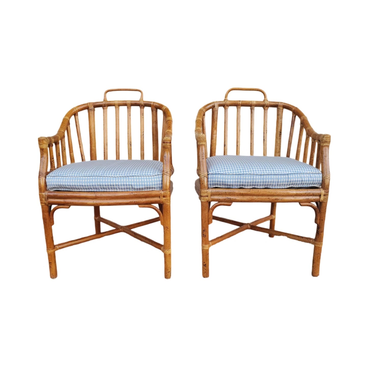 Pair of Rattan Mid-Century Chairs/ Maguire Style Chairs