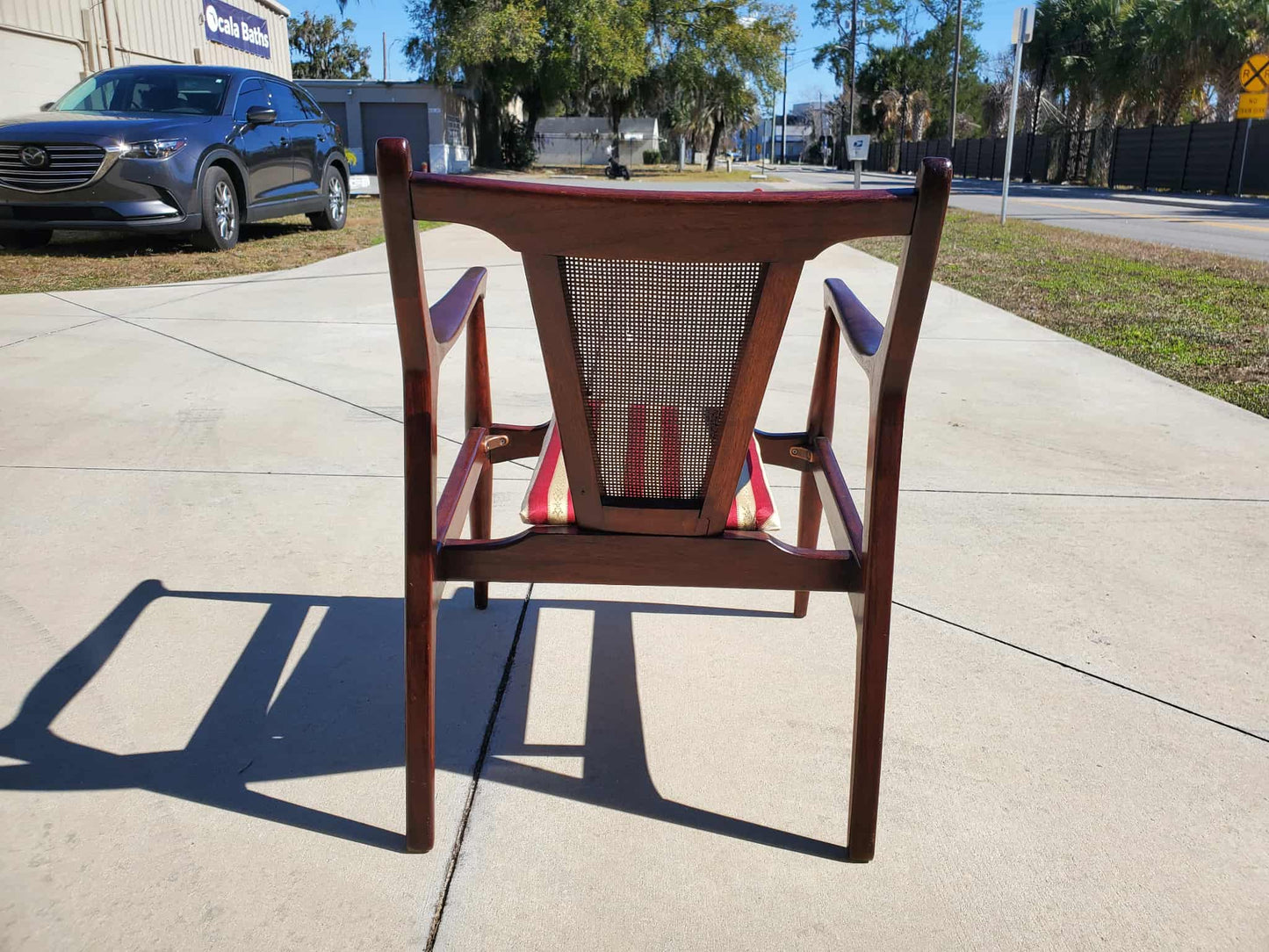 Jack Cartwright Style Lounge Chair / Cane Accented Mid-Century Modern Lounge Chair