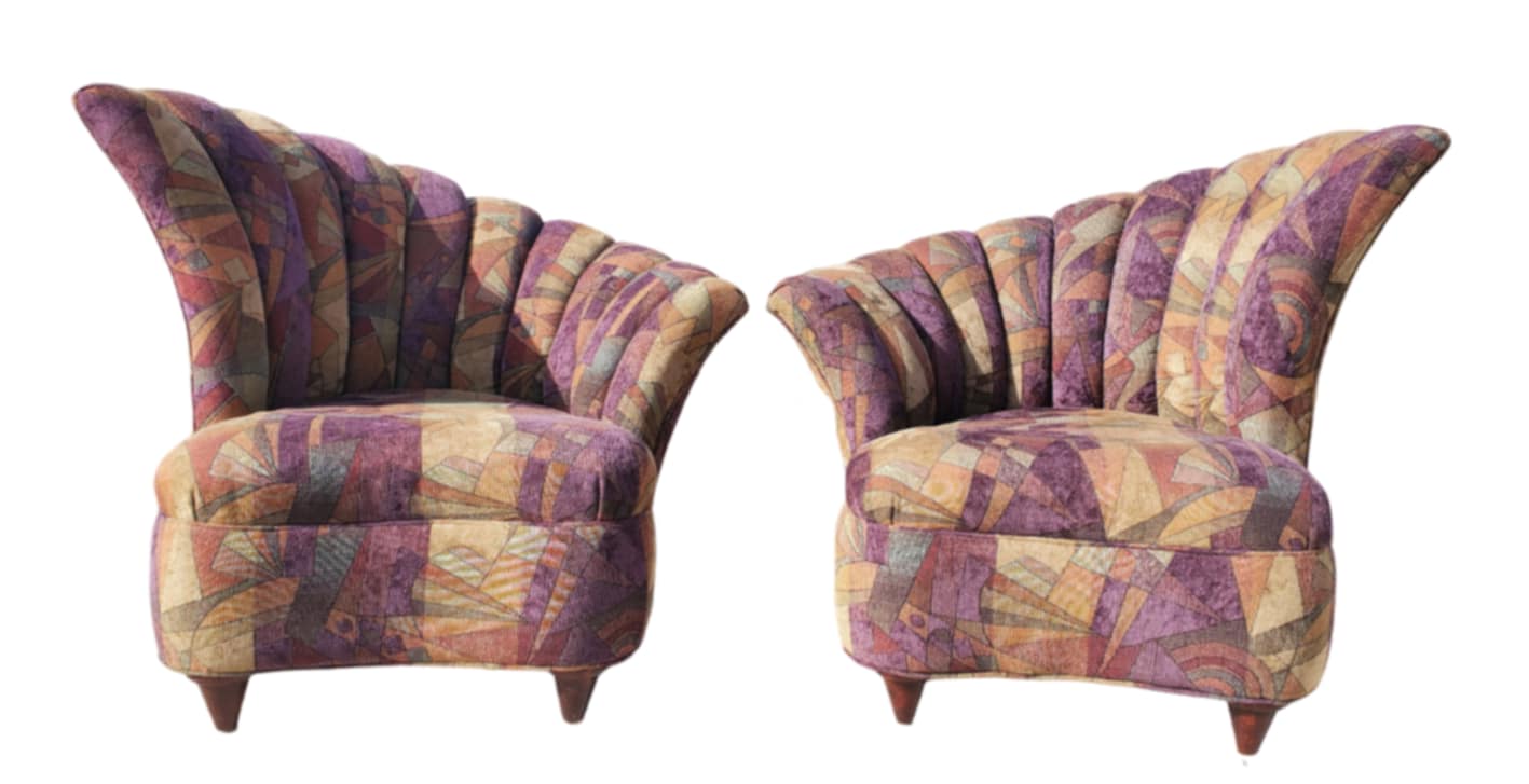 SOLD**SOLD**Art Deco Asymmetrical Chairs/ Fireside Chairs/Slant-Back Chairs