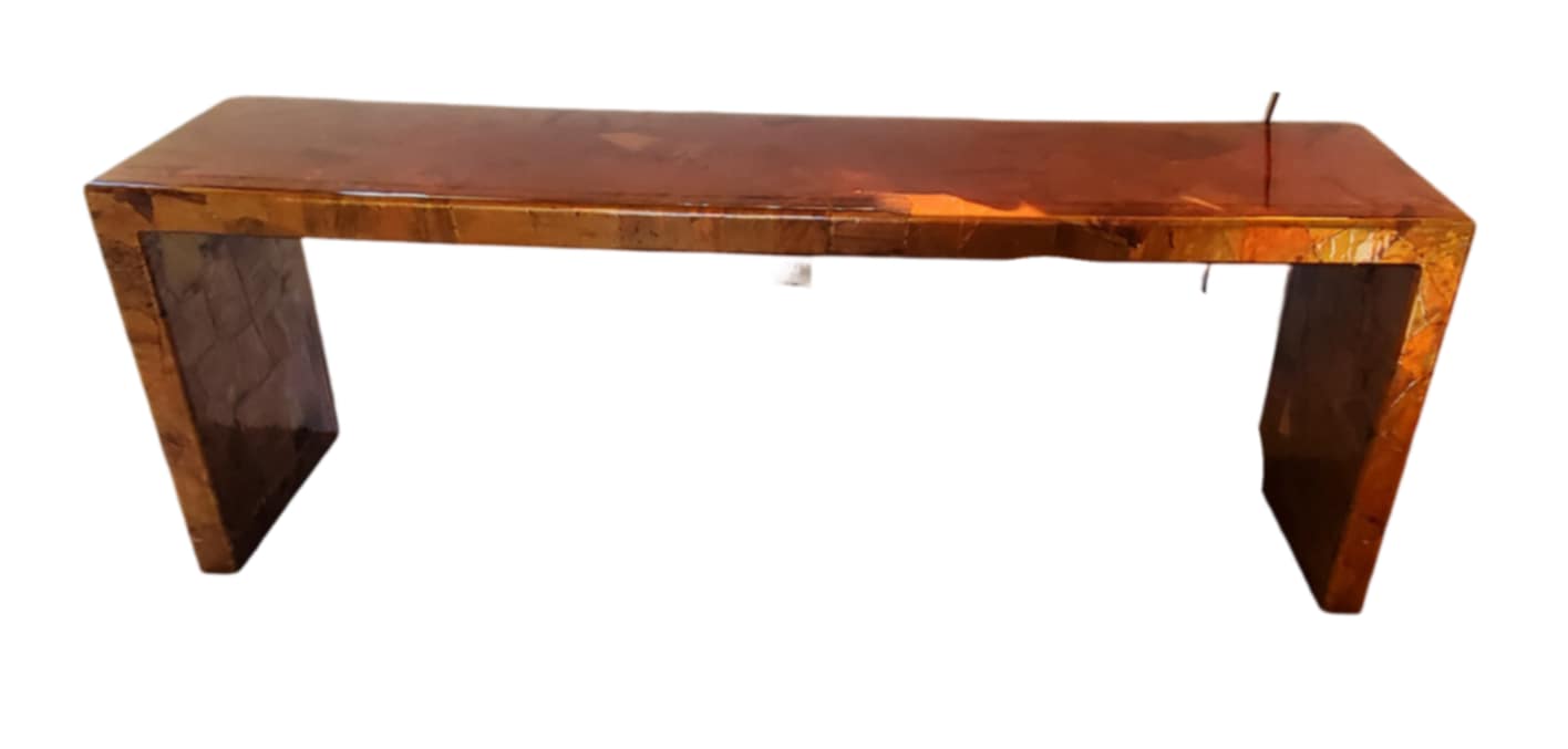 Sofa Console Table/MCM Brass and Copper Brutalist Style Console Table