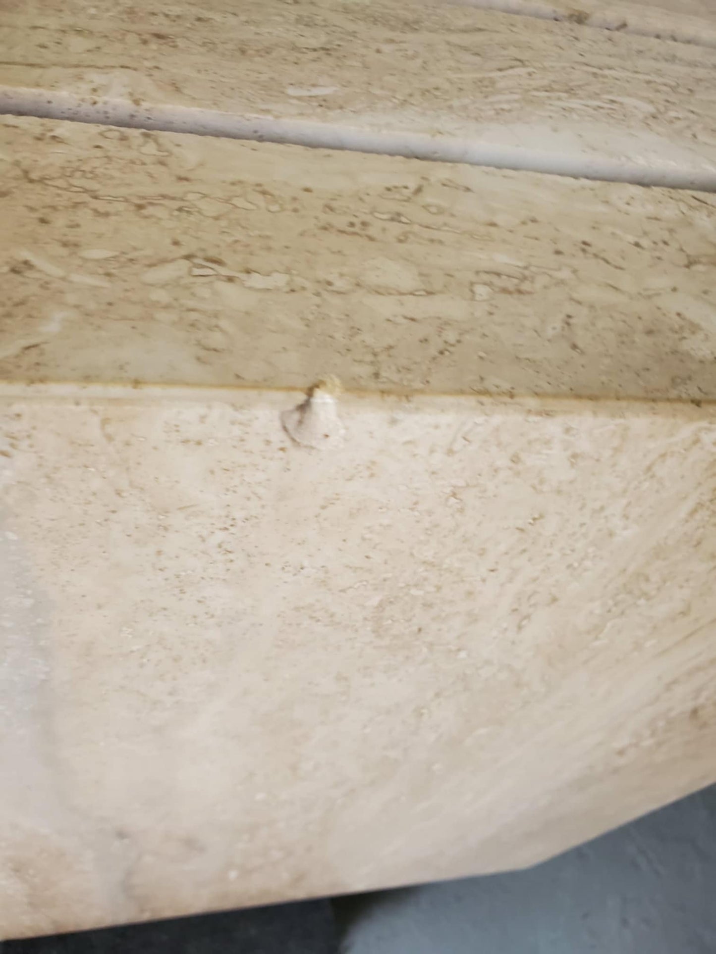 Italian Travertine Glass Console Table/ Travertine Sofa Table/ Vintage Entryway Table