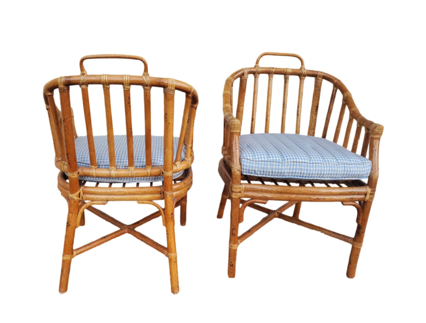 Pair of Rattan Mid-Century Chairs/ Maguire Style Chairs