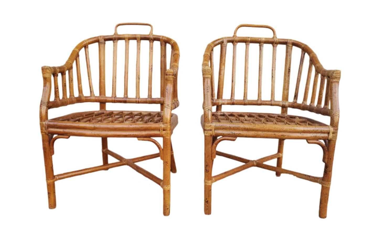 Pair of Rattan Mid-Century Chairs/ Maguire Style Chairs