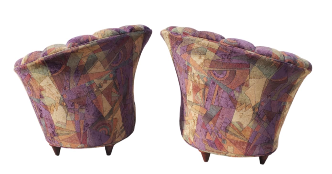 Art Deco Asymmetrical Chairs/ Fireside Chairs/Slant-Back Chairs