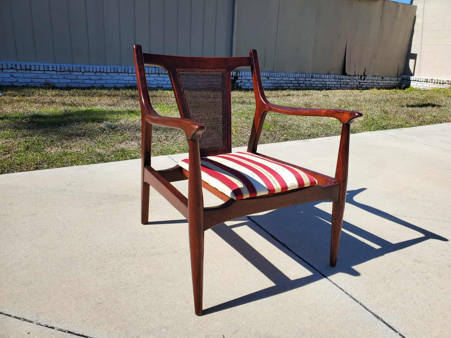 Jack Cartwright Style Lounge Chair / Cane Accented Mid-Century Modern Lounge Chair