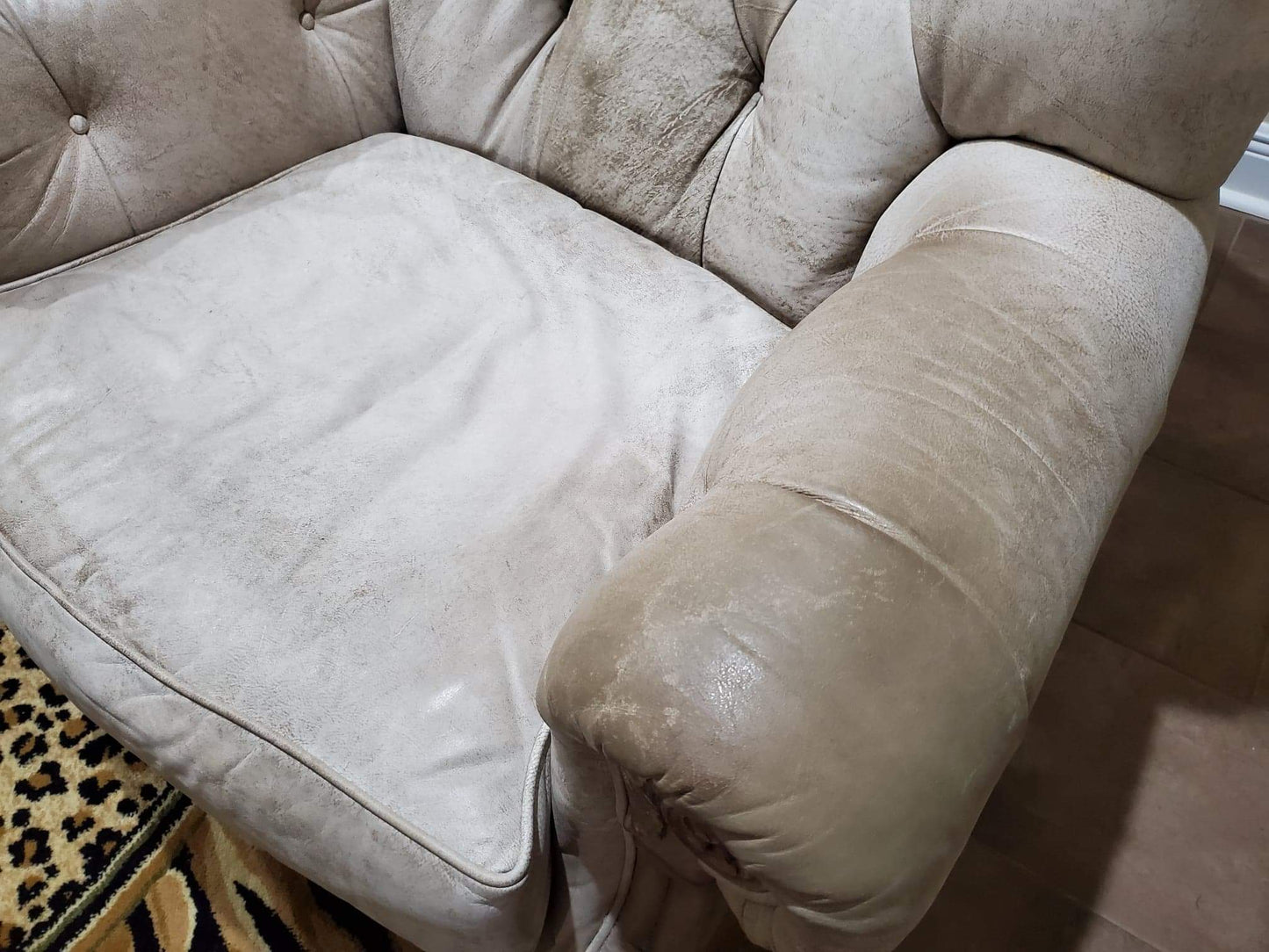 Oversized Occasional Chairs/Overstuffed Leather and Rattan Chairs (Pair)