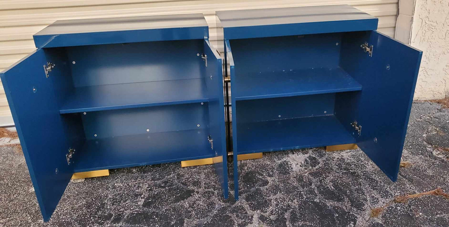 Davet Blue Nightstands/ Blue and Gold Davet Modern Buffet/ Modern Nightstands