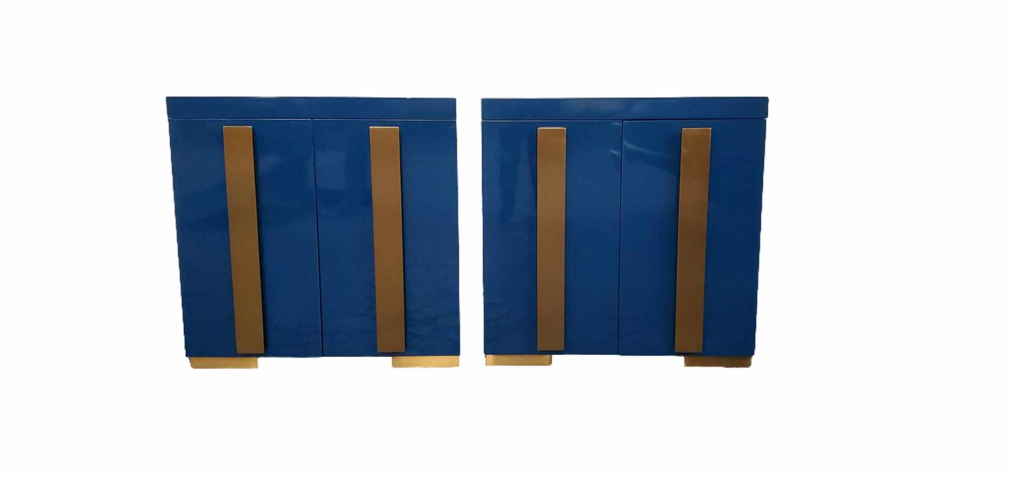 Davet Blue Nightstands/ Blue and Gold Davet Modern Buffet/ Modern Nightstands