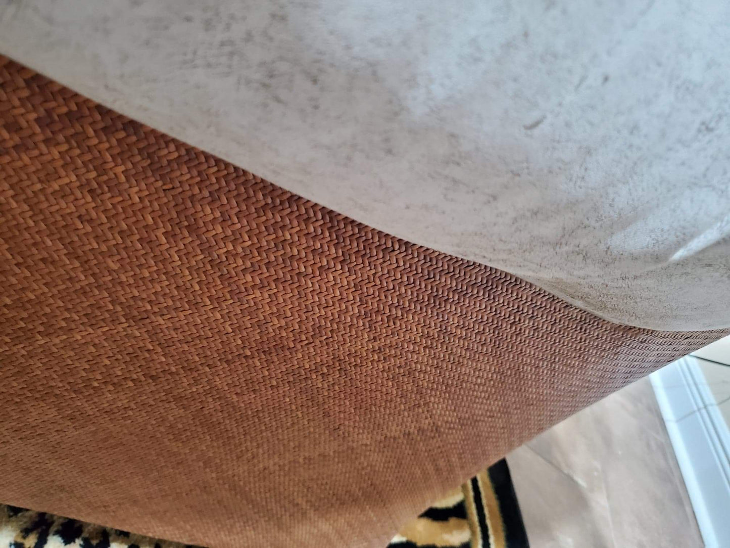 Oversized Occasional Chairs/Overstuffed Leather and Rattan Chairs (Pair)