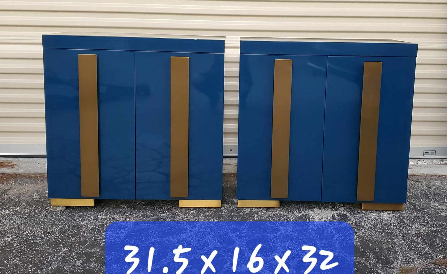 Davet Blue Nightstands/ Blue and Gold Davet Modern Buffet/ Modern Nightstands