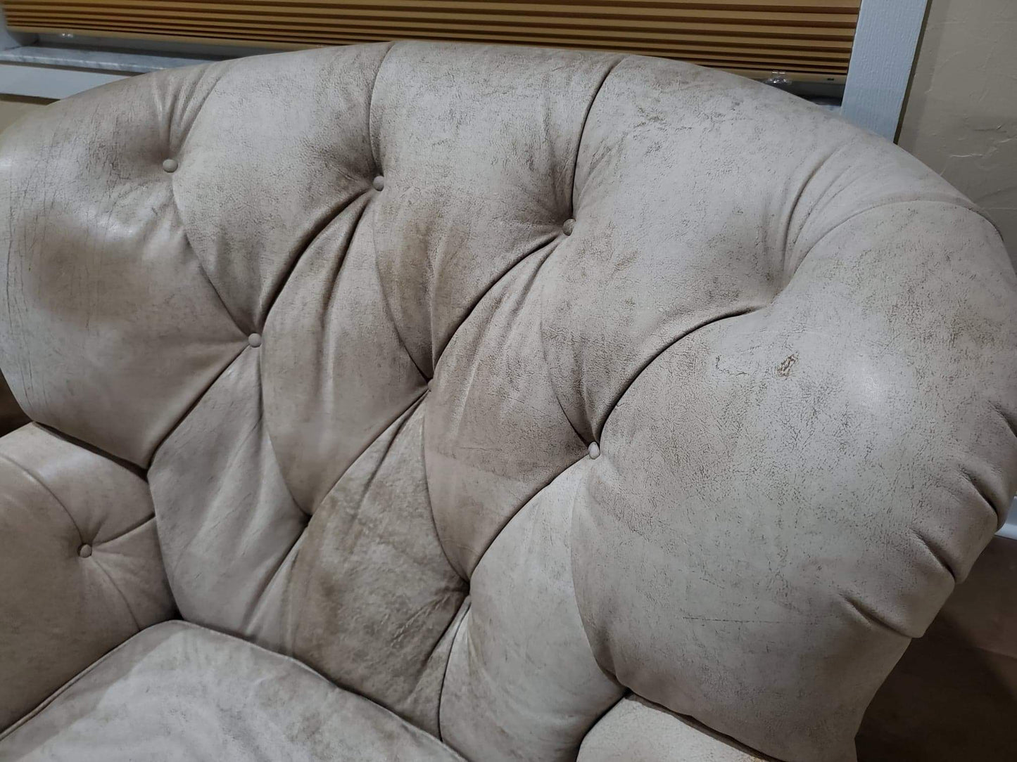 Oversized Occasional Chairs/Overstuffed Leather and Rattan Chairs (Pair)