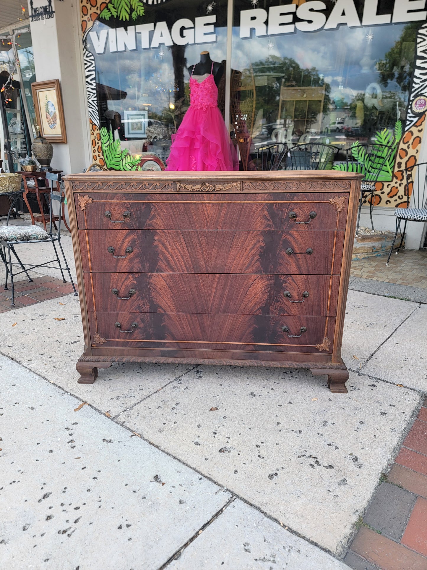 Antique Burl Wood Dresser  Antique Burl Wood Chest