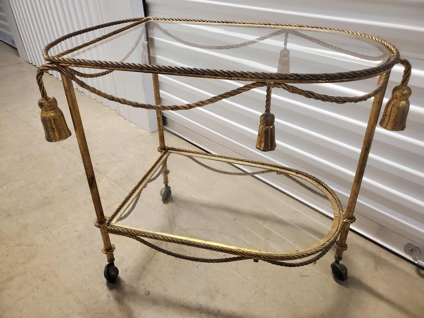 Hollywood Regency Italian Rope & Tassel Tea Cart