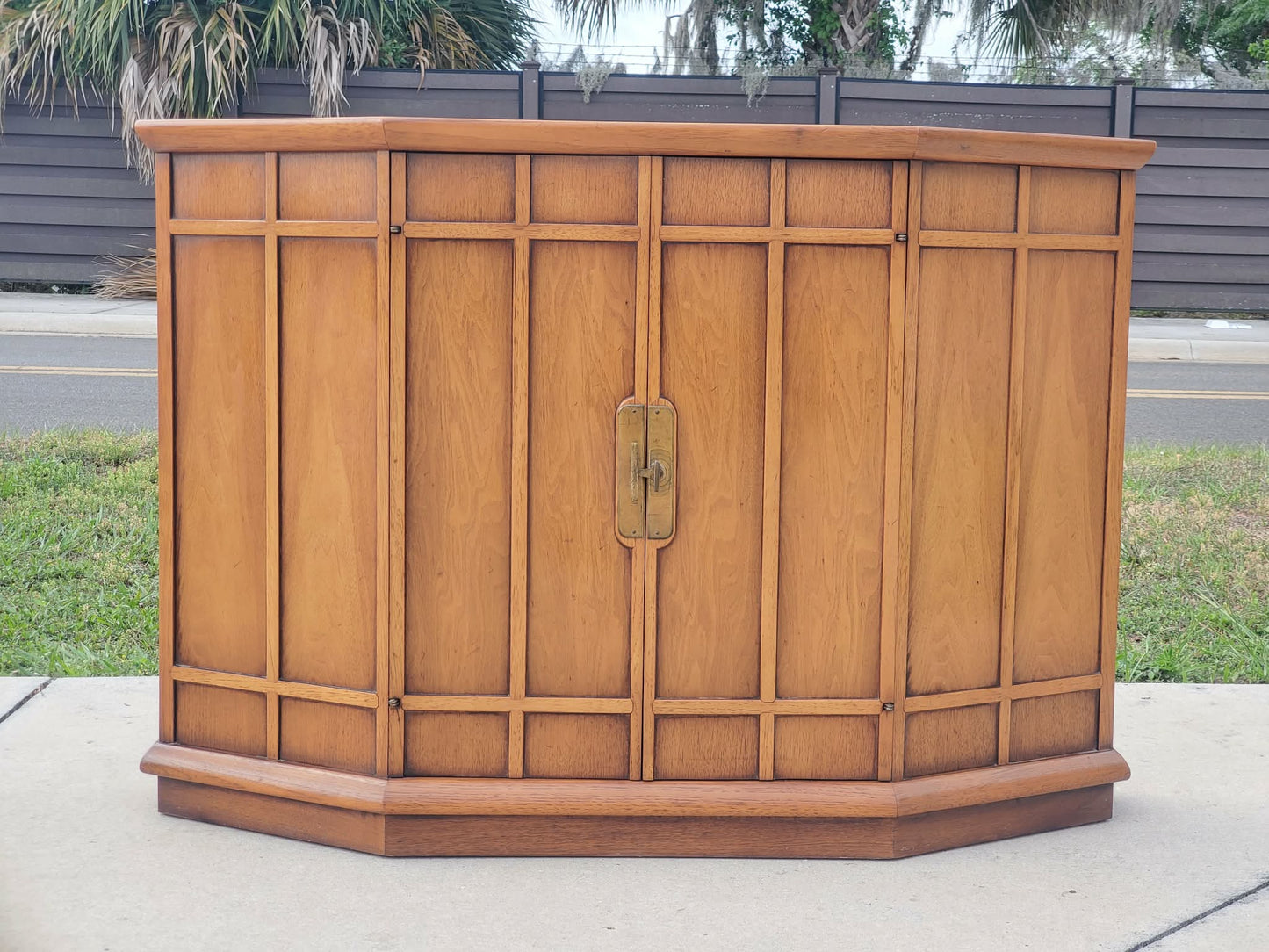 MCM Trifront Walnut Cabinet by John Van Koert for Drexel