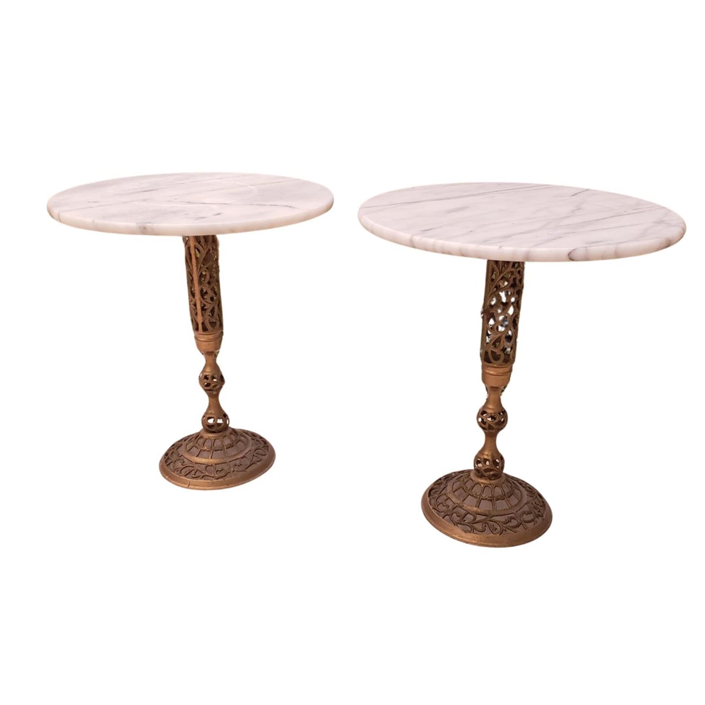 Vintage Brass and Marble Tables.  Hollywood Regency Style Tables Pair
