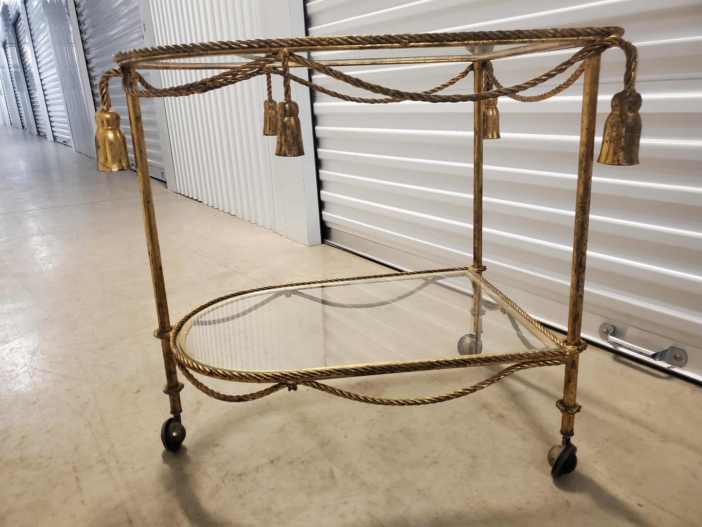 Hollywood Regency Italian Rope & Tassel Tea Cart