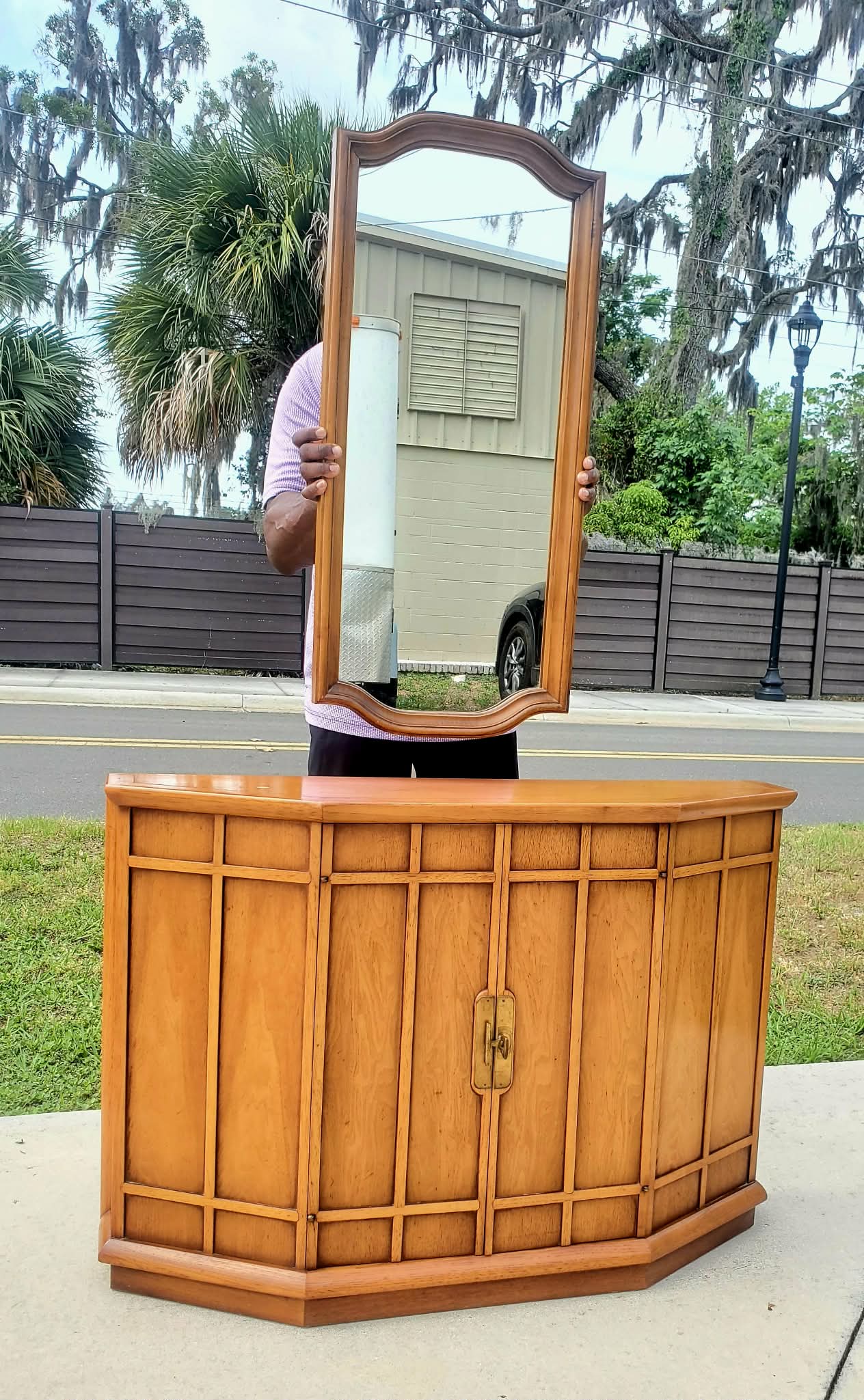 MCM Trifront Walnut Cabinet by John Van Koert for Drexel