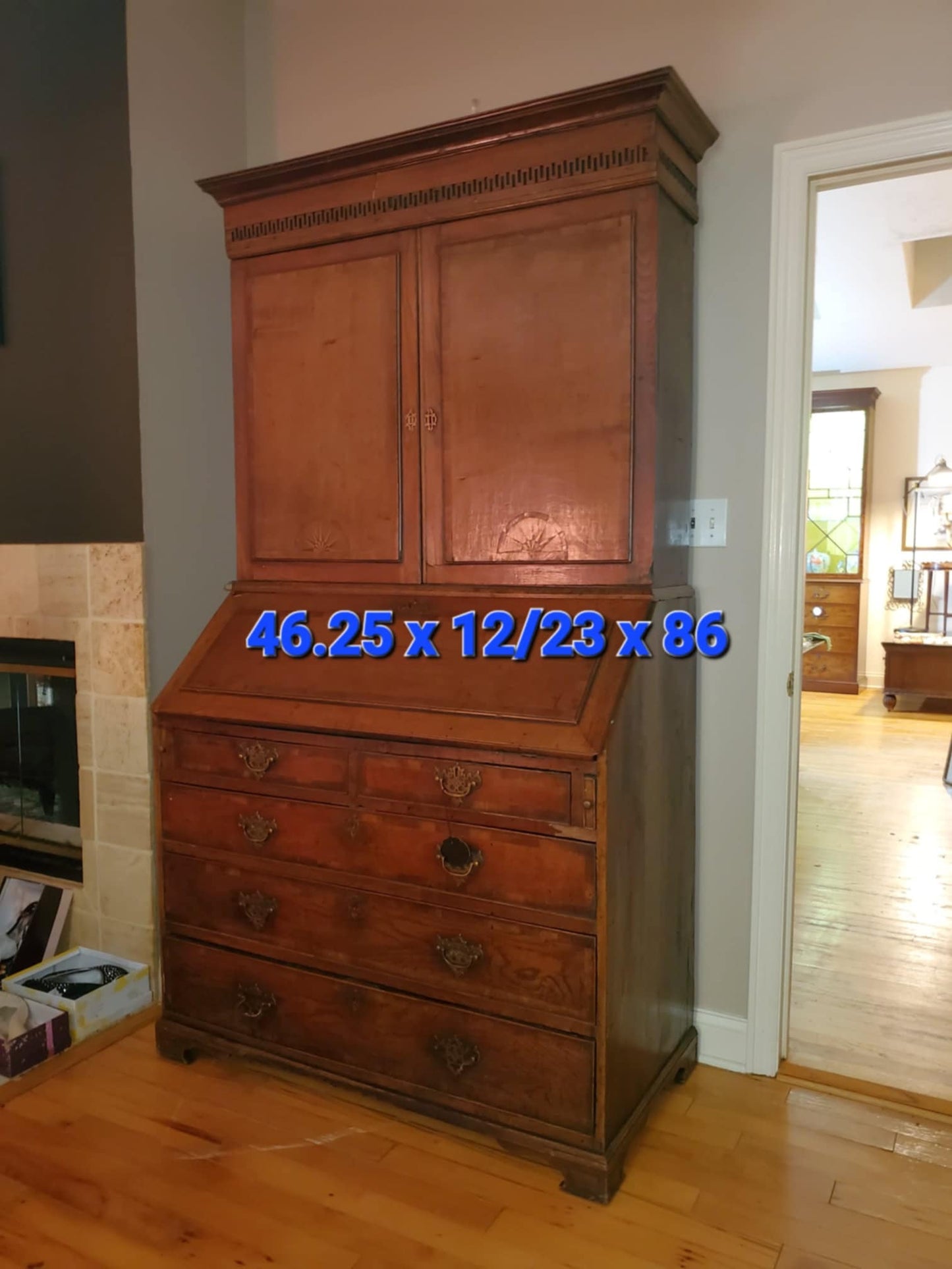 Antique Desk/ Antique Bookcase/ 1800's Large Bookcase/ Large Desk