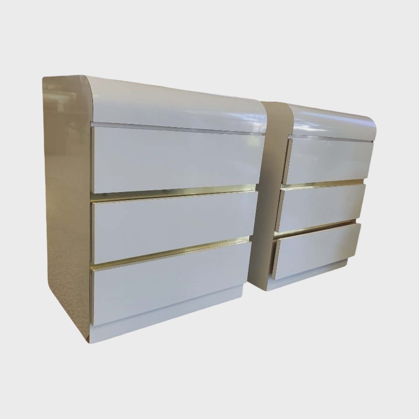 Post Modern Laminate Waterfall Nightstands