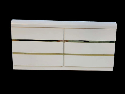 Post Modern Laminate Waterfall Dresser - Brass Inserts