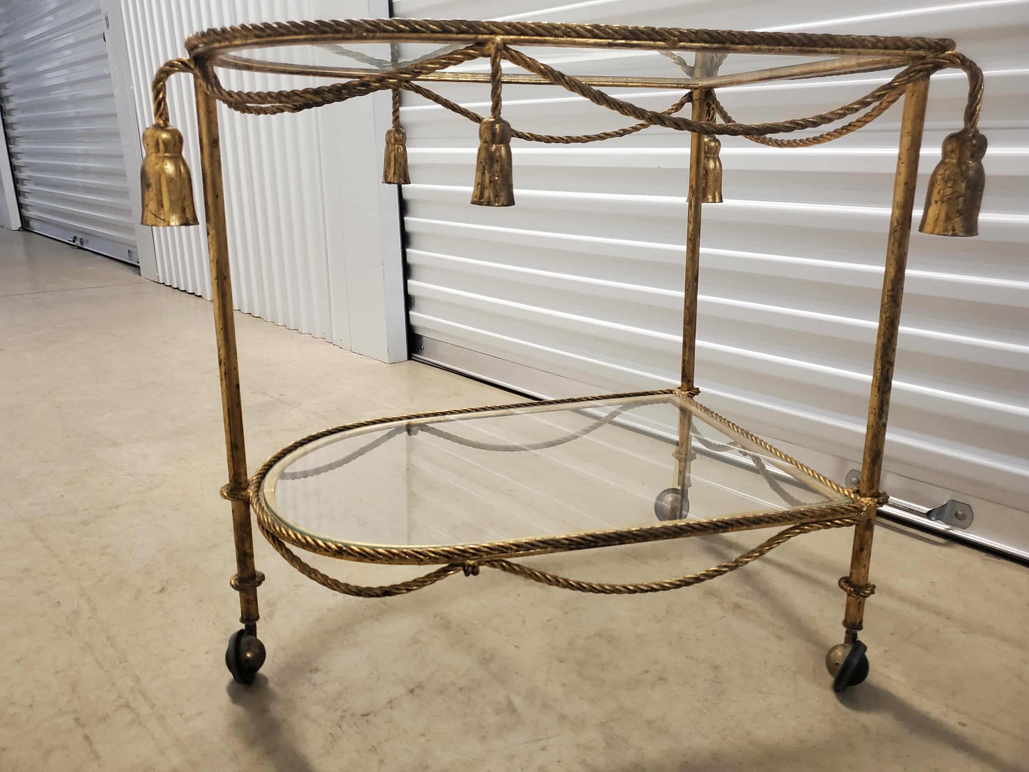 Hollywood Regency Italian Rope & Tassel Tea Cart