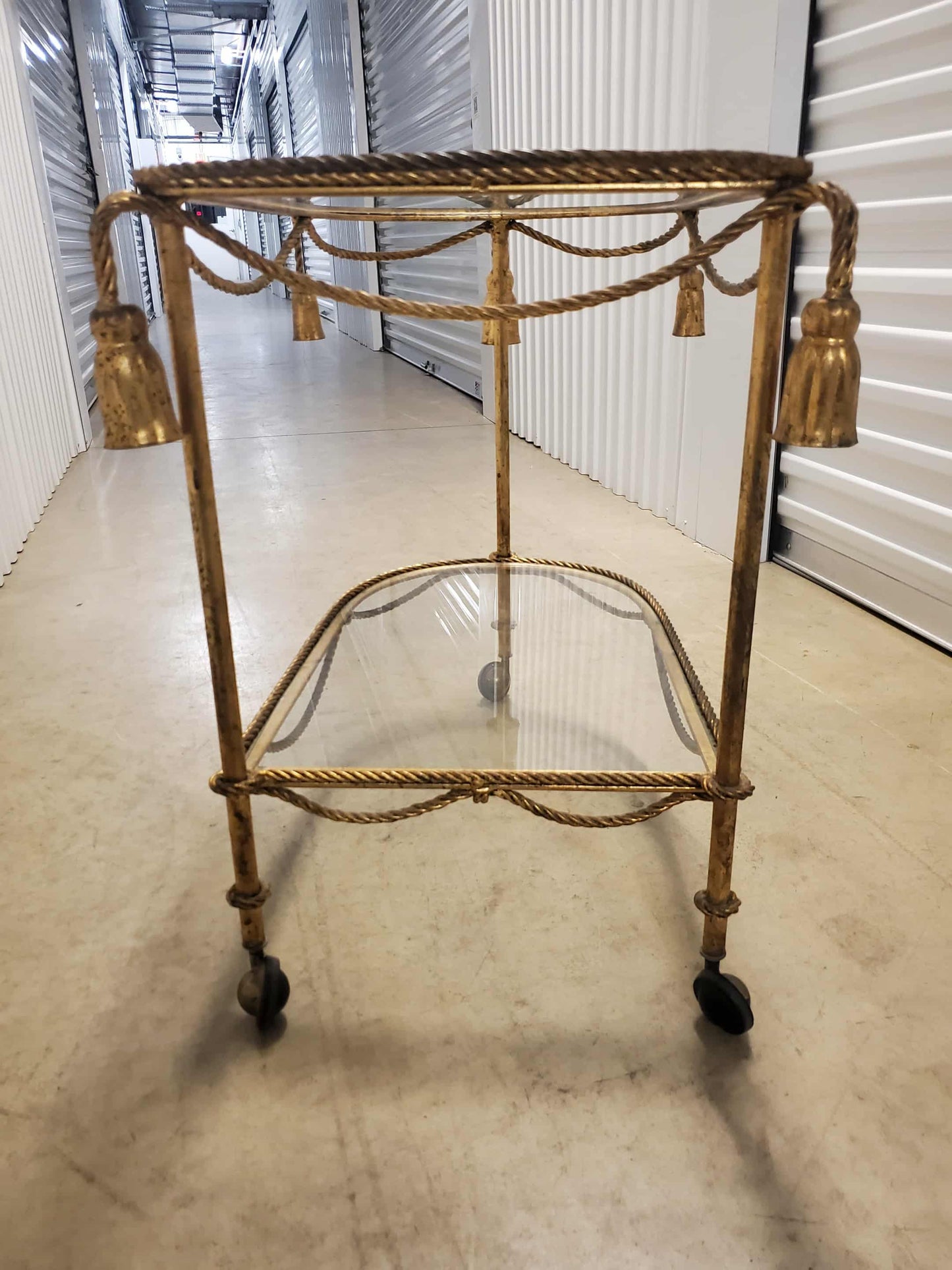 Hollywood Regency Italian Rope & Tassel Tea Cart
