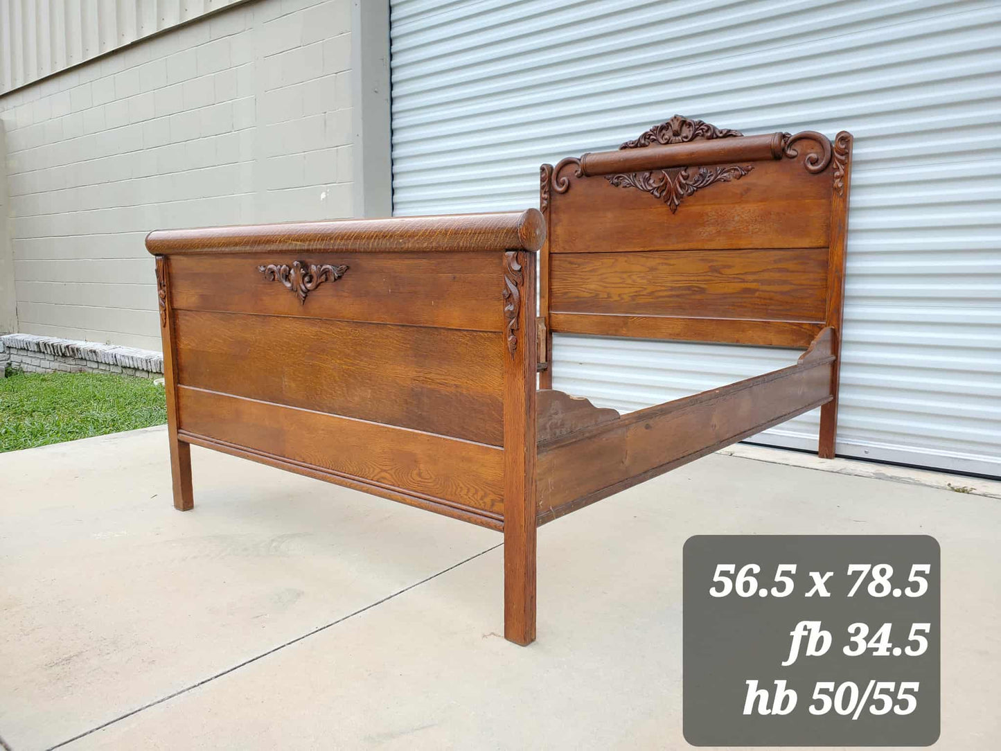Antique Victorian Carved Oak Bed