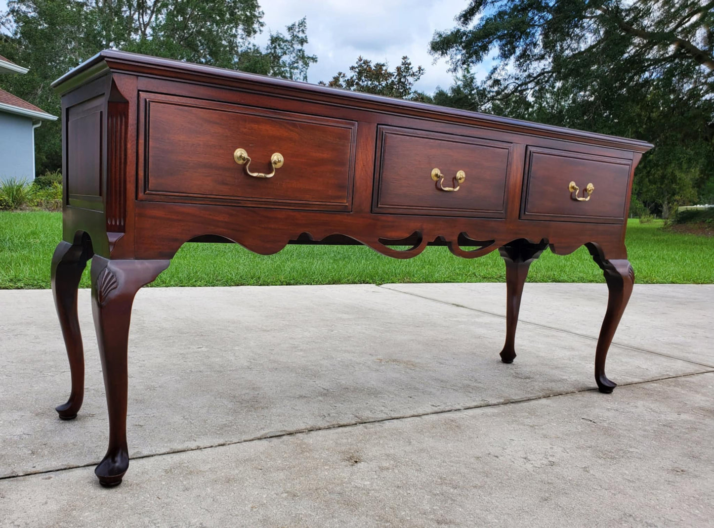 Davis Cabinet Company Cherry Queen Anne Style Buffet Sideboard Vintage