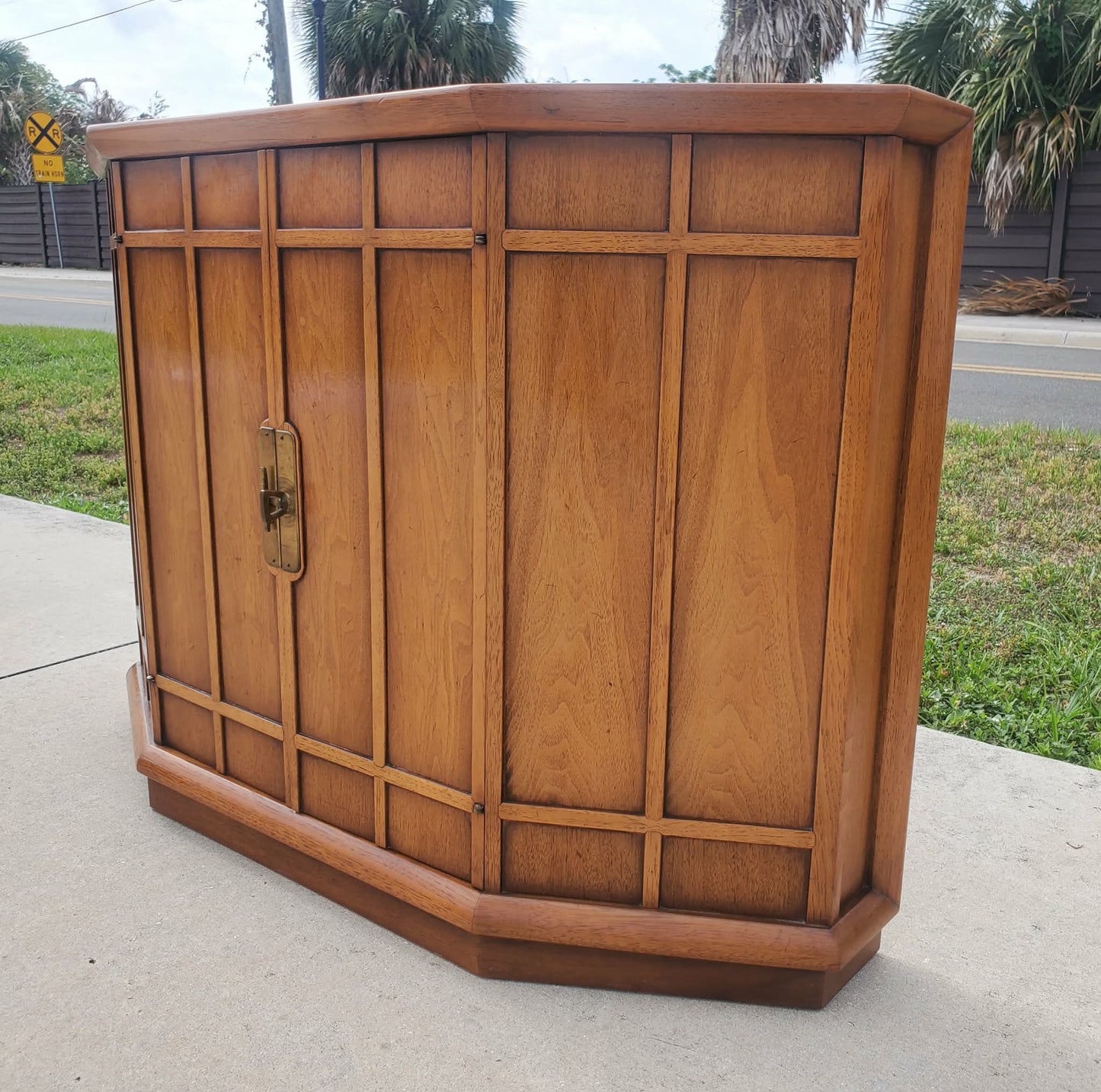 MCM Trifront Walnut Cabinet by John Van Koert for Drexel
