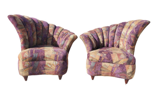 Art Deco Asymmetrical Chairs/ Fireside Chairs/Slant-Back Chairs