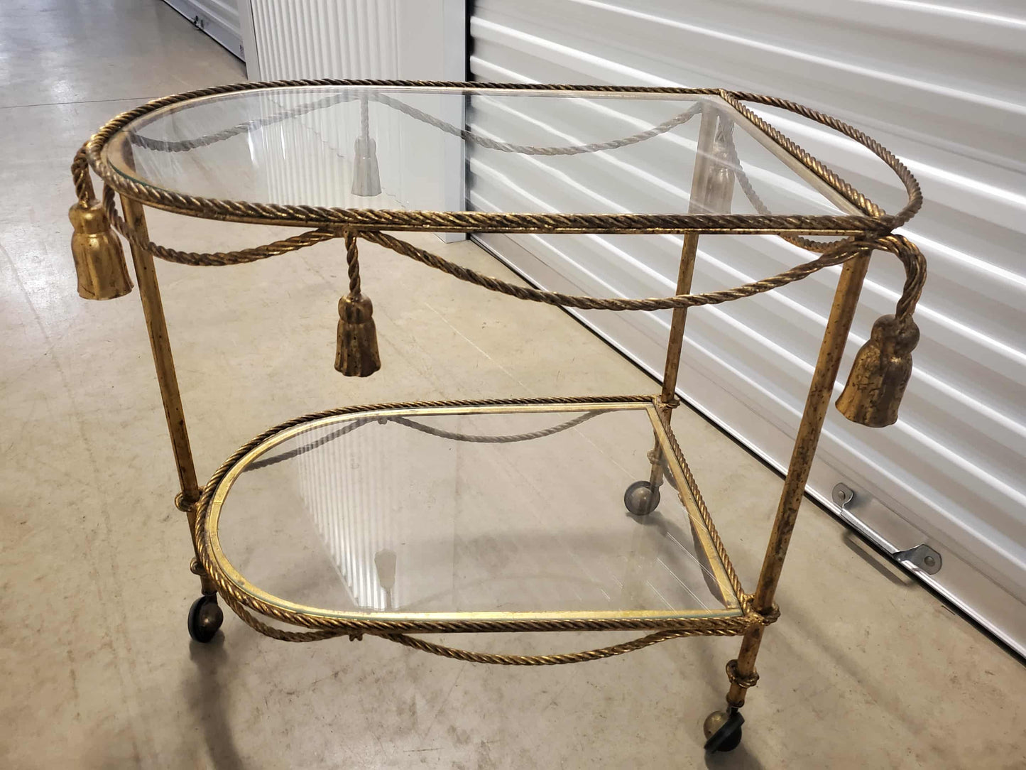 Hollywood Regency Italian Rope & Tassel Tea Cart