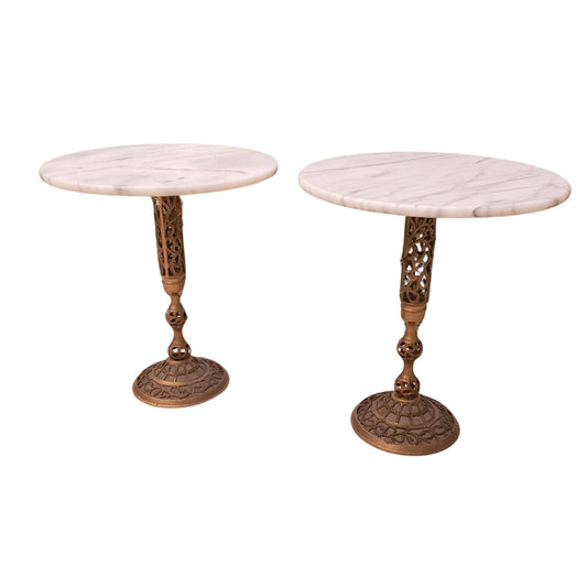 Vintage Brass and Marble Tables.  Hollywood Regency Style Tables Pair