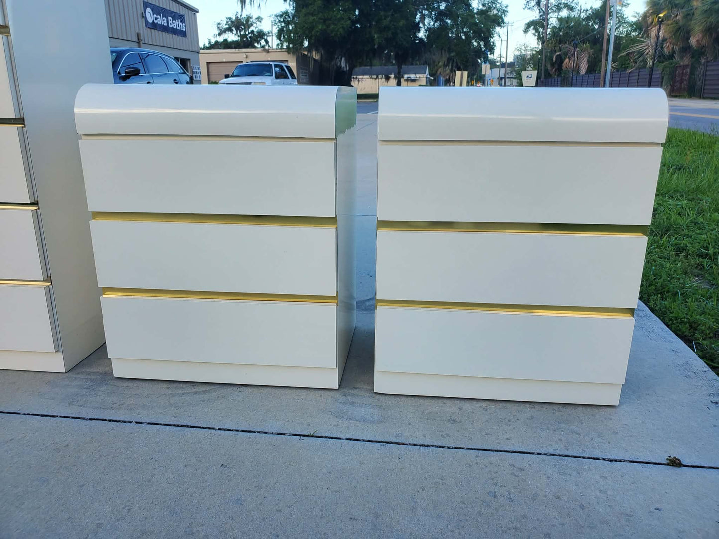 Post Modern Laminate Waterfall Nightstands